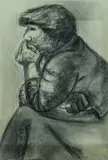 Study of a Pensive Female by Will Roberts, 1950, charcoal, sold Apr 2024