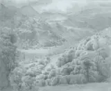 Nant Gwynant, Under Crib Goch by David James Woodford, pencil and wash, sold Apr 2024