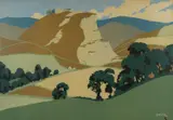Large lithograph poster - Welsh landscape by Archibald Bertram Webb, lithograph, sold Apr 2024