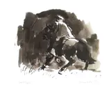 Print - Patagonian horse and rider by Kyffin Williams Ra limited edition, print, sold Apr 2024