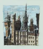 The Towers, Cardiff Castle by Brendan Hansbro, 2002, mixed media, sold Apr 2024