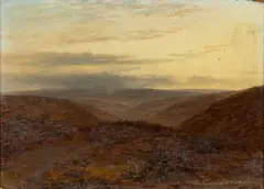Moorland landscape by William Luker, 1891, oil on board, sold Apr 2024