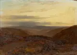 Moorland landscape by William Luker, 1891, oil on board, sold Apr 2024