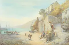 Clovelly by John White, watercolour, sold Apr 2024