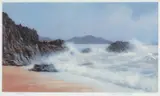 Print - a rocky shoreline with crashing waves by David T Williams limited edition, print, offered Apr 2024