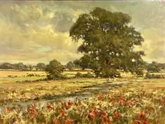 Figures to by David Hyde, oil on board, sold Mar 2024
