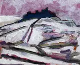 Carreg Cennen in March by Leslie Jones, oil on paper, sold Mar 2024