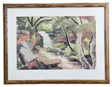 Capel-y-Ffin Waterfall by Reg Gammon, oil on card, sold Mar 2024