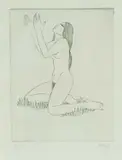 limited edition (9/15) etching - Naked Girl on Grass, signed and numbered by Eric Gill, etching, sold Mar 2024