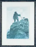 Print - farmer on mountaintop by Kyffin Williams Ra limited edition, print, sold Mar 2024