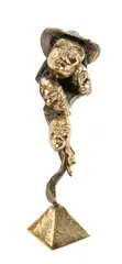 bronze - Cascading Masks, polished sculpture on pyramidal base, signed, by Yves Lohe, bronze, offered Mar 2024