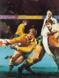 Print - a rugby match scene by Richard A. Wills limited edition, print, offered Mar 2024
