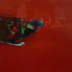 Red background by Tom Nash, gouache, offered Feb 2024