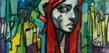 mixed media - Red Head, 52 x 106cms Provenance: private collection Cardiff by Lucinda Lyons, mixed media, sold Jan 2024