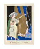 Pochoir print menu for New Year's Eve at the hotel by Umberto Brunelleschi, print, sold Jan 2024