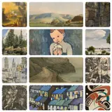 PICTURES AND PRINTS GROUP to include a large naive oil on board depicting people by by Mixed Paintings, oil on board, sold Jan 2024