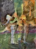 Contemporary mixed media - titled `Trio of Life` and a smaller print of by Jain Koffler Ba, mixed media, offered Jan 2024