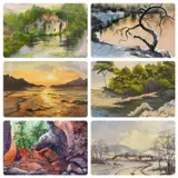 Thirteen various paintings comprising seven oils by M Naylor, watercolour, offered Jan 2024