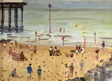 Colwyn Bay Paddlers by Keith Gardner, oil on board, sold Dec 2023