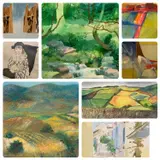 Hunting by John Lyons, mixed media, sold Dec 2023