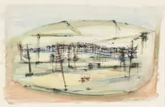 Floods by Robert Hunter, ink and watercolour, sold Dec 2023