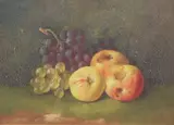 Still life of apples and grapes by George Crisp, 1888, oil on canvas, sold Jul 2024
