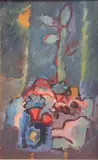 Still life by Bernard B Carolan da Edin., oil on canvas board, sold Jul 2024