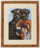 Flat coat retriever and pheasant limited edition giclee print by Clare Shaw, 2015, giclee, sold Jul 2024