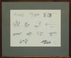 Hare coursing studies by Michael Lyne, print, sold Jul 2024
