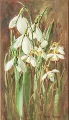 Snowdrops by Anne Cotterill, oil on board, sold Jun 2024