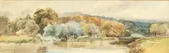 Magpie Island by Henry Jutsum, watercolour, sold Jun 2024