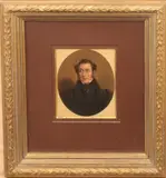 Portrait miniature of a gentleman by Edwin Cockburn, 1849, oil on card, sold May 2024
