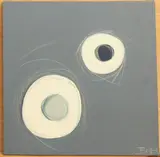 Abstract triptych acrylic by Janet Bell, acrylic on canvas, sold May 2024