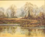 Epping Forest Pond by Christopher Osborne, 1979, oil on board, sold Apr 2024
