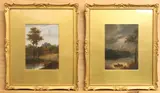 Boatman on a moonlit lake by C. Murray, oil on board, sold Apr 2024