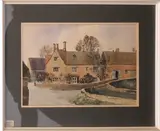 Cotswold village scene by Ronald Birch, watercolour, offered Apr 2024