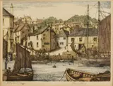 The Jetty, St Mawes by John Lewis Stant, etching, sold Apr 2024