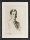 Portrait of a young gentleman charcoal on laid paper by John A. M. Hay, 1914, charcoal, sold Mar 2024