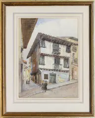 Basque Country by G. Carlson, watercolour, offered Mar 2024