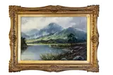 Cattle watering in a misty Highland landscape by Alfred de Breanski Snr, oil on canvas, offered Feb 2024