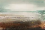 Coastal scene mixed media by Donald Williamson, mixed media on board, sold Feb 2024