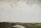 Open landscape with distant croft by David Murray Smith, watercolour, sold Feb 2024