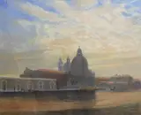 Santa Maria della Salute by Len James Connor Obe Riba, pastel, sold Feb 2024