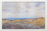 Partridge in an open heathland landscape by M. Francis, watercolour, sold Jan 2024