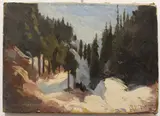 Highland winter landscape by Meliora Adlercron, 1930, oil on canvas, sold Dec 2023