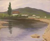 On the Murray River by Hester Elizabeth Adlercron, oil on board, sold Dec 2023