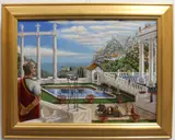 45 BC Caesar Observes by Walter A. Meisenkothen, oil on canvas, sold Dec 2023