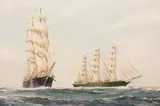 The clipper ships Woollahra and Patriarch at sea by Frank Joseph Henry Gardiner, oil on canvas, sold Nov 2023
