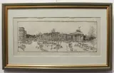Wellington Arch facing Constitution Hill by Henry Rushbury, etching, sold Nov 2023