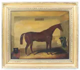 Portrait of Favonius standing in a loose box by Samuel Spode, Oil on canvas, sold Oct 2023